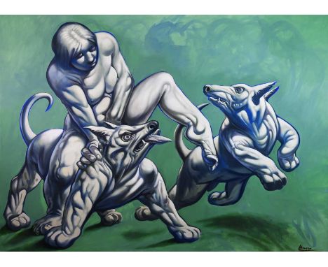 * PETER HOWSON OBE (SCOTTISH b. 1958), PSYCHE 2001 oil on canvas, signedunframed, as intendedoverall size 200cm x 275cmProven