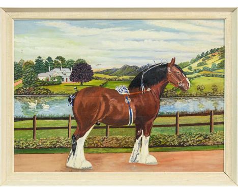* WILLIAM ROBBIE (SCOTTISH 1887 - 1967), CLYDESDALE STALLION, CRAIGIE HOLLYBUSH (22640) oil on board, titled beneath the fram