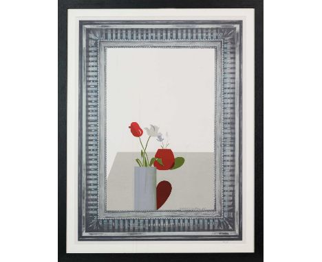 * DAVID HOCKNEY OM CH RA (BRITISH b. 1937), PICTURE OF A STILL LIFE THAT HAS AN ELABORATE SILVER FRAME  lithograph on paper, 