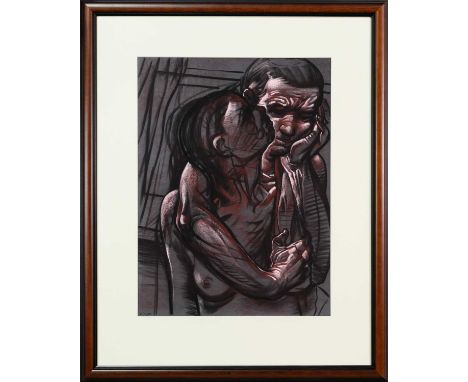 * FRANK MCFADDEN (SCOTTISH b. 1972), TWO FIGURES pastel on paper, monogrammedmounted, framed and under glassimage size 59cm x