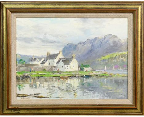 * SHEILA MACLEOD ROBERTSON RSMA (BRITISH 1927 - 2020), THE HARBOURMASTER'S COTTAGE, PLOCKTON oil on board, signed, titled lab
