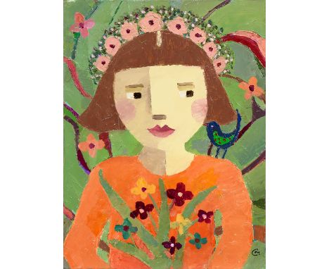 CATRIONA MILLAR, MARY oil on canvas, initialledunframedoverall size 41cm x 31cmNote: Catriona Millar's work takes its inspira