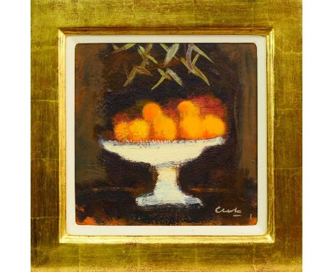 * MICHAEL G CLARK RGI RSW PAI (BRITISH b. 1959), STILL LIFE WITH ORANGES oil on canvas, signed framed and under glassimage si