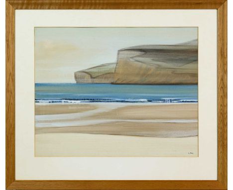 * BET LOW RSW ARSA RGI DLitt (SCOTTISH 1924 - 2007), BEACH HEAD watercolour on paper, signed, titled versomounted, framed and