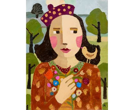 CATRIONA MILLAR, LUCIA oil on canvas, initialled, titled versounframedoverall size 41cm x 31cmNote: Catriona Millar's work ta