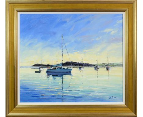 * ROBERT KELSEY DA MUniv PAI FRSA (SCOTTISH b. 1949), EARLY MORNING LIGHT, NEWTOWN CREEK oil on canvas, signed, titled versof