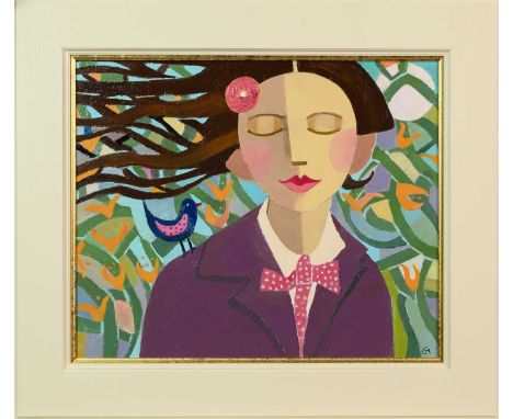 CATRIONA MILLAR, LAURA AND LITTLE WING oil on canvas, initialledframed image size 48cm x 58cm, overall size 68cm x 78cm Note 