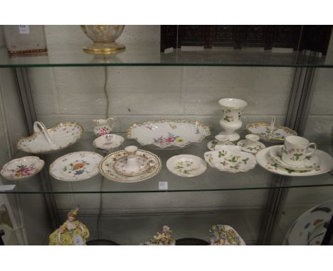 A shelf of decorative china to include a Limoges dish etc.