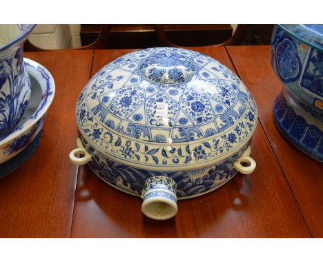 A large Chinese blue and white pilgrim flask.