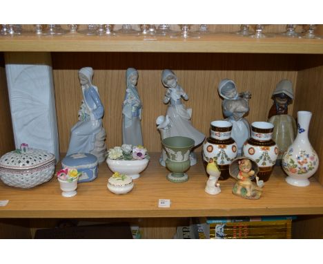A shelf of decorative china.