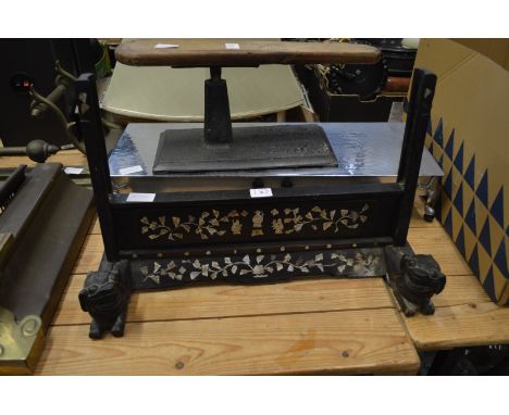A Chinese inlaid hardwood table screen stand.