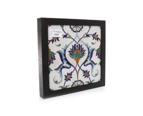 19TH CENTURY ARTS &amp; CRAFTS STYLE CERAMIC WALL TILE by Minton, Hollins &amp; Co., attributed to William Morris, tube lined