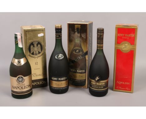 Remy Martin fine Champagne Cognac 1 litre Remy Martin Napoleon fine Champagne Cognac and Napoleon Brandy 100cl, all boxed.