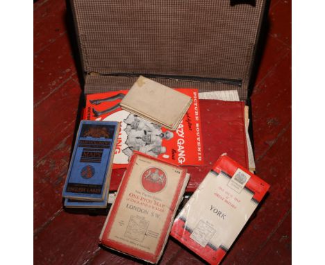 A briefcase of mixed ephemera to include ordnance survey maps, postcards, newspaper clippings etc.