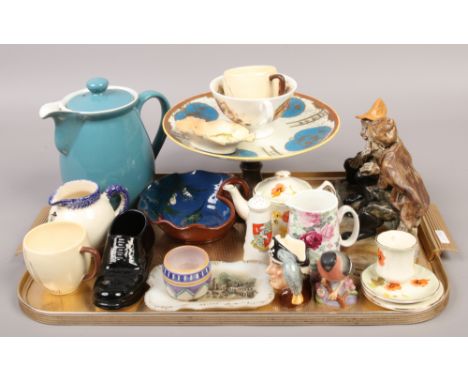 A tray of assorted pottery and china including Royal Worcester, Carltonware and Poole etc.