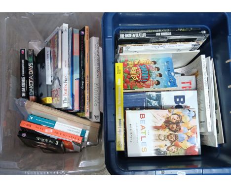 Two boxes of assorted The Beatles and related books.