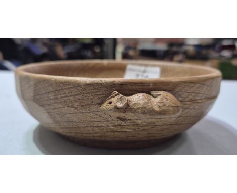 Robert 'Mouseman' Thompson of Kilburn, an azed English oak bowl, with carved mouse signature, diameter 15.5cm.Condition:- Goo