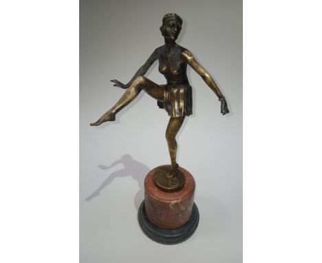 After Dominique Alonso, a modern Art Deco style bronze depicting a sea-nude female dancer, bearing signature 'D Alonso', Gara