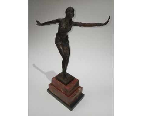 After Demetre H Chiparus (1886-1947), a modern Art Deco style bronze depicting a dancing girl, bearing signature 'D.H. Chipar