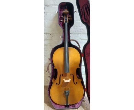 A Hungarian full size cello, labelled 'Berini ' with hard case.