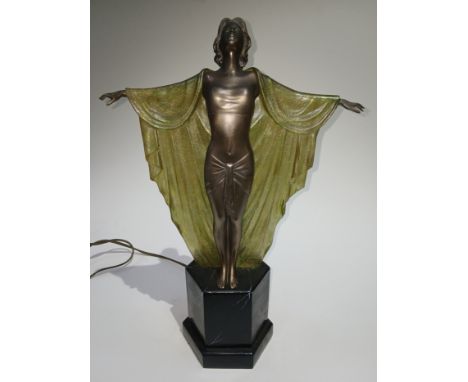 A modern Art Deco style composite/plastic table lamp, height 46cm.