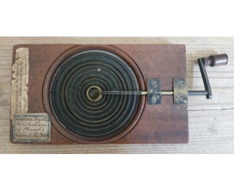 An astronomical orrery mechanical magic lantern slide, labelled 'No. 1 The Solar System Shewing the Revolution of all the Pla