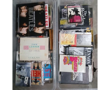 Two boxes of assorted The Beatles and related books.