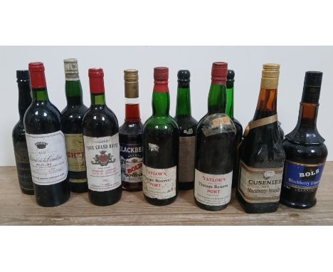 A box of assorted wine and liqueurs.