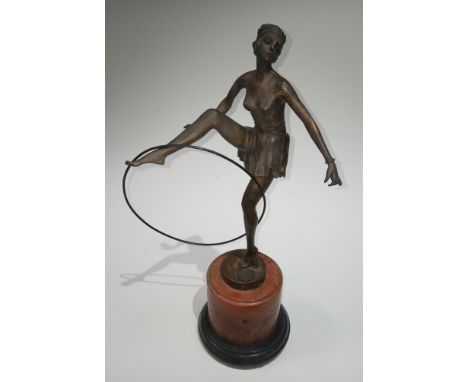 After Dominique Alonso, a modern Art Deco style bronze depicting a sea-nude female dancer, bearing signature 'D Alonso', Gara