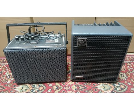 A Schertler David 80w acoustic amplifier and a Coomber PA cassette recorder.