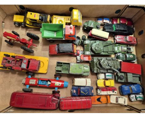 A box of assorted diecast vehicles to include Corgi, Tonka &amp; Dinky.
