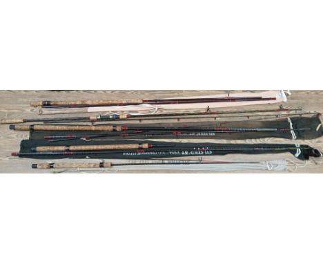 A group of five Silstar graphite fishing rods comprising Graphite 3561-225, GT 3884-360 Traverse X Feeder, GT Match 3872-420 