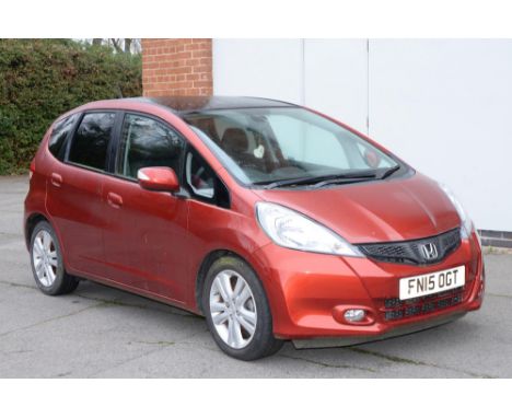 Motor Car. 2015 Honda Jazz, FN15 OGT, 4 doors, red, petrol, manual, 1339cc, first registration 6th March2015, two keys, MOT e