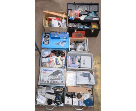 Miscellaneous tools, including McAllister MS MBS 400 precision file handheld belt sander, boxed, a bench mounted universal mi