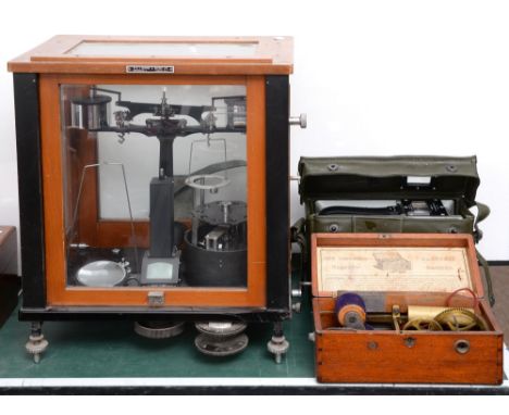 Scientific instruments. A cased chemical balance, by W &amp; J George &amp; Becker Ltd, a Meter Survey Radiac No 2, serial No