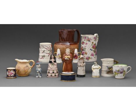 Miscellaneous English porcelain and earthenware jugs and figures, early 20th c and later, to include Royal Doulton and Royal 