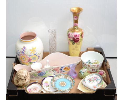 Miscellaneous ceramics and glass, 19th c and later, to include a Poole Pottery vase and free form flower trough, a cut glass 