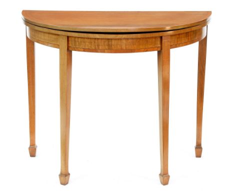 A mahogany card table, late 19th c, crossbanded and line inlaid, 75cm h; 45 x 91cm, a&nbsp;Victorian inlaid rosewood card tab