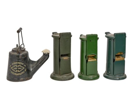 Railwayana. Three painted cast iron ticket dating presses, by J B Edmondson and Waterlow &amp; Sons and another example, 25cm
