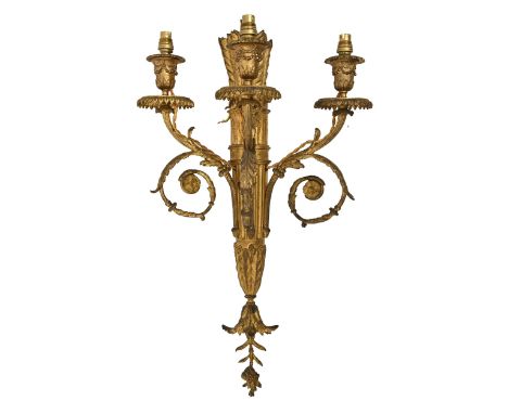 A French ormolu wall light, in Louis XVI style, in the form of a quiver, 59cm h 