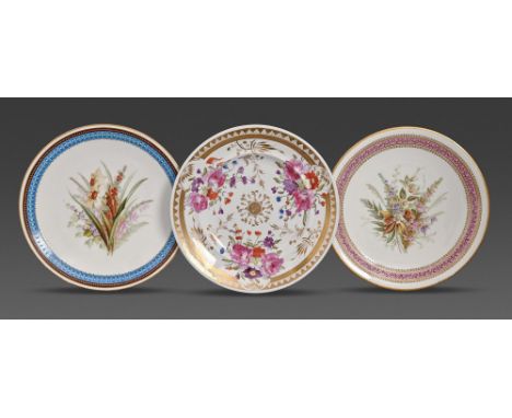 Two Royal Worcester dessert plates, 1875 and circa, painted with sheep, 23cm diam, impressed or printed mark, one pattern 940
