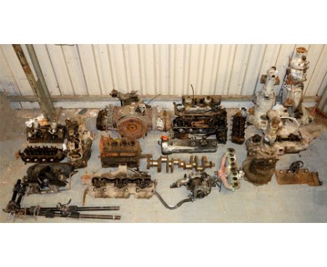 A VW Beetle engine, various gearboxes and other parts, including Rocker covers, etc 