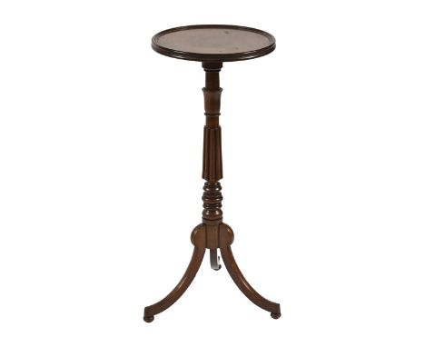 A George III mahogany stand, with reeded pillar and tripod, 72cm h, 30cm diam  Top associated; good condition