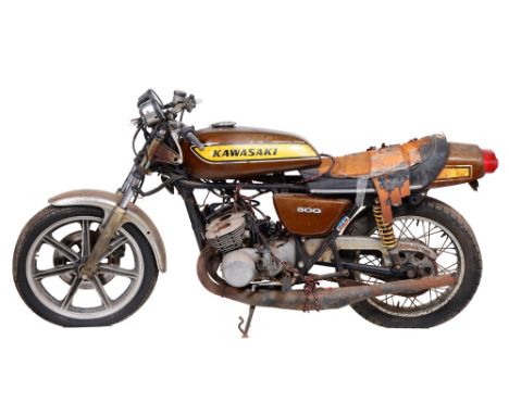 1975 Kawasaki H1F Mach III 500cc, registration No. unknown, swing arm frame, frame No. unknown, two stroke, three cylinders, 