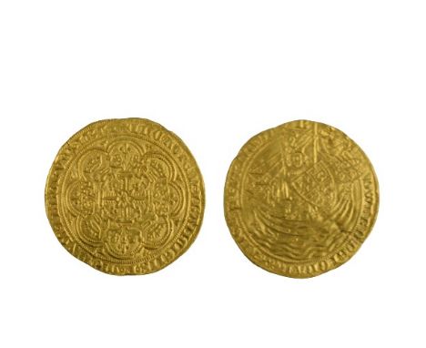 Kingdom of England - Edward III (1327-1377) gold Noble, mm. cross 2 (1354-1355) portrait of the King, facing, holding shield 