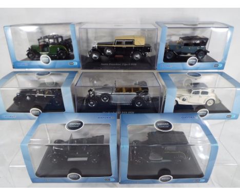 Oxford Automobile Co - a collection of eight diecast model motor vehicles from the Oxford Automobile Co Collection, 1:43 scal