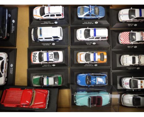 Diecast models - a collection of approximately seventeen diecast model motor vehicles predominantly with display plinth to in