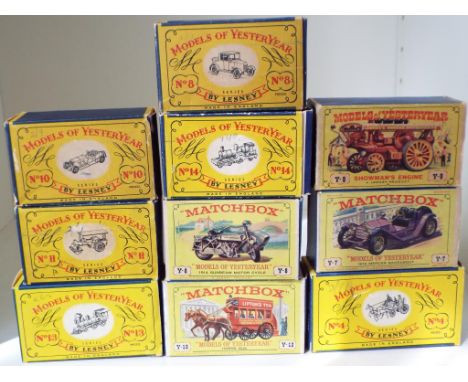 Matchbox Models of Yesteryear early Y series - ten diecast models comprising No.4 Shand Mason Horse Drawn Fire Engine, No.8 M