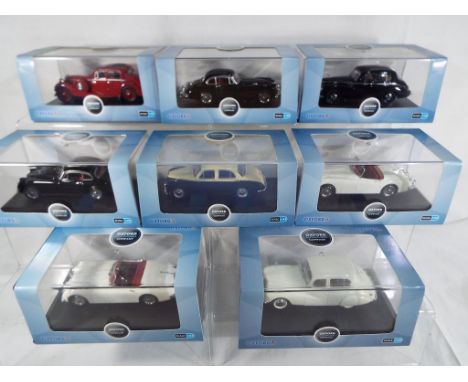 Oxford Automobile Co - a collection of eight diecast model motor vehicles from the Oxford Automobile Co, 1:43 scale in mint c