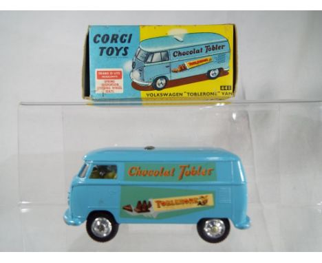 Corgi Toys - Corgi Toys, # 441, Volkswagen 'Chocolate Toblerone' van, light blue body with lemon interior, Trans-o-lite head 